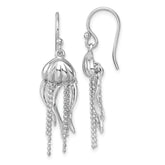 Sterling Silver Rhodium-plated Polished Moveable Jellyfish Dangle Earrings